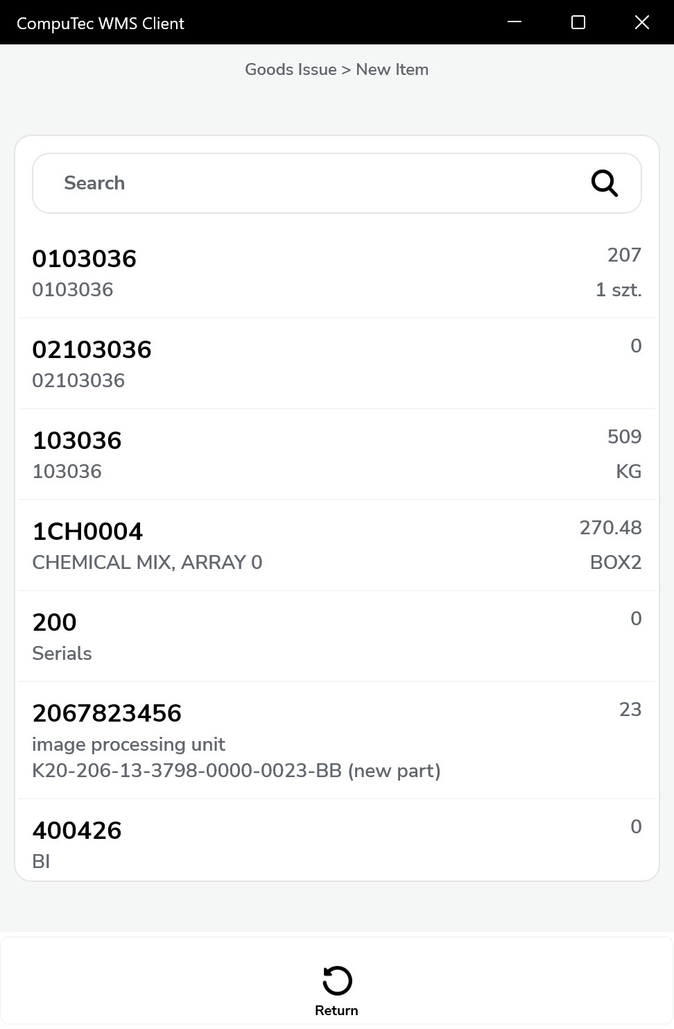 List of Items