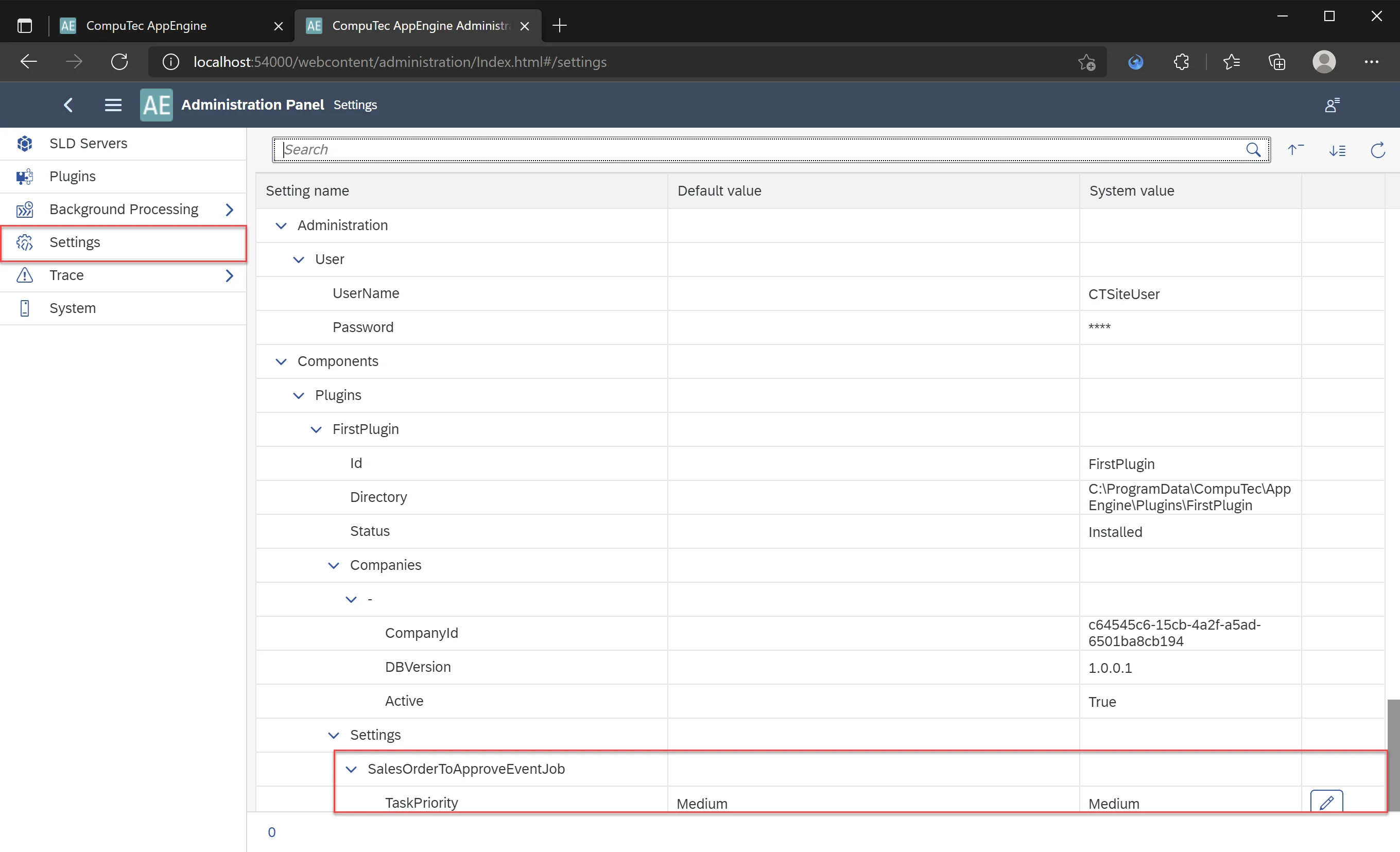 AppEngine Settings