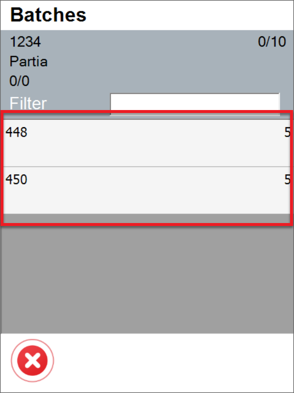 Delivery item details screen showing batches assigned to a manufacturing order