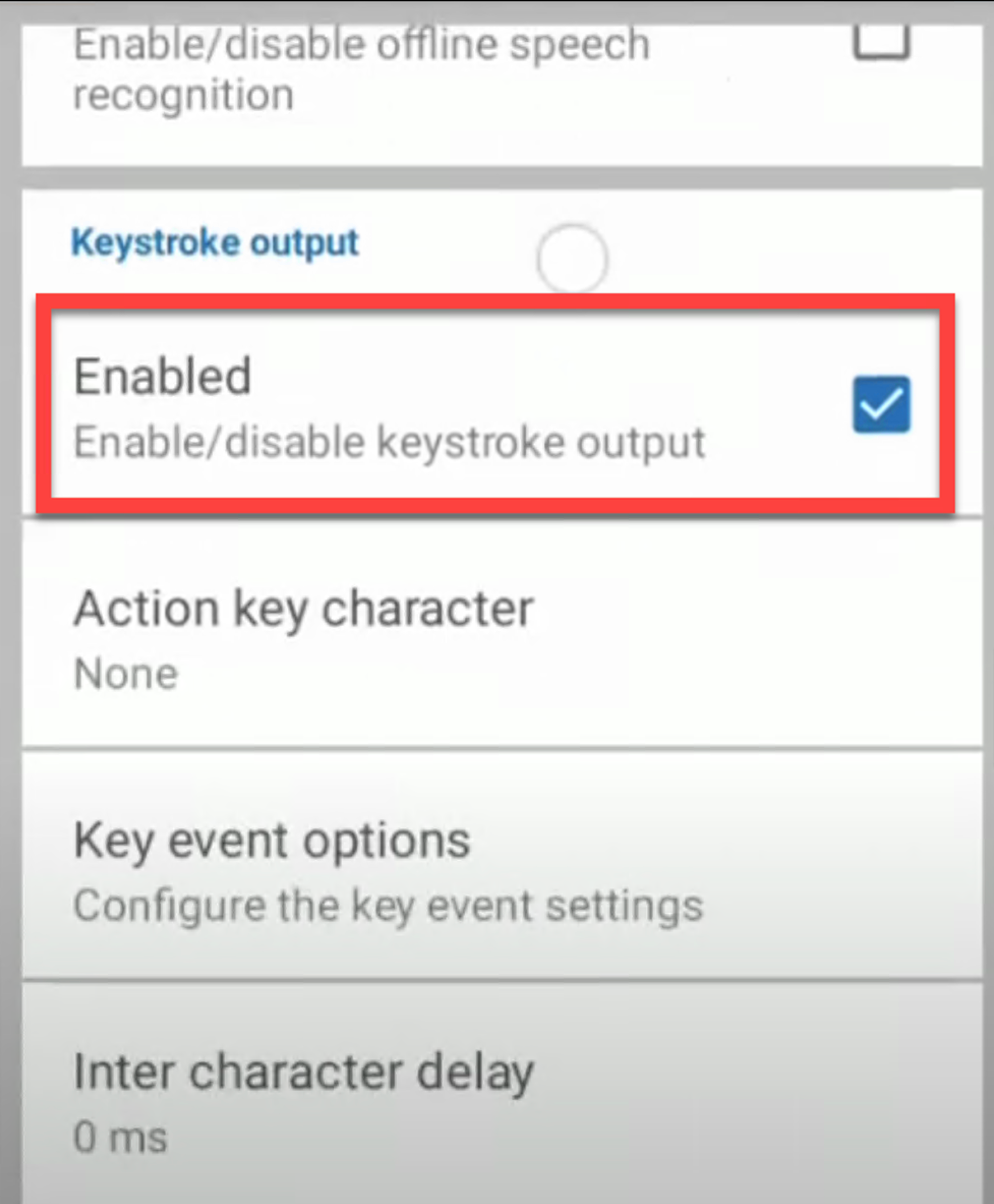 Disable Keystroke