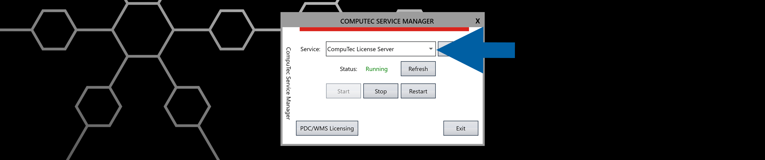 Service Manager list showing available CompuTec services with selection controls and service status information