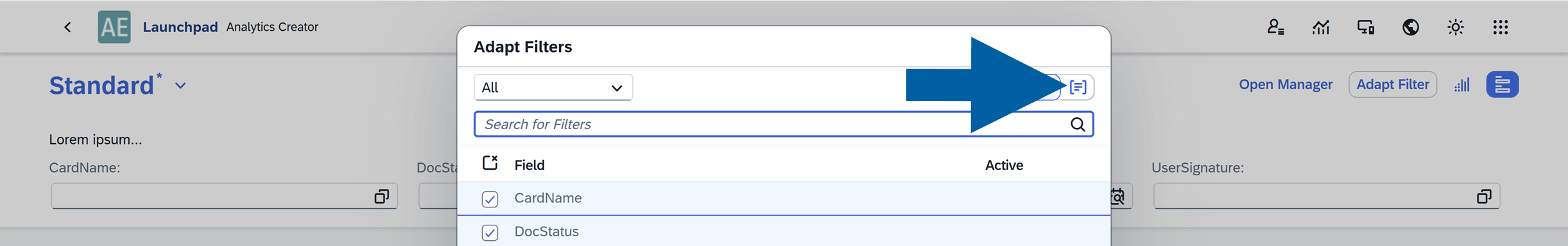 screen showing group view icon
