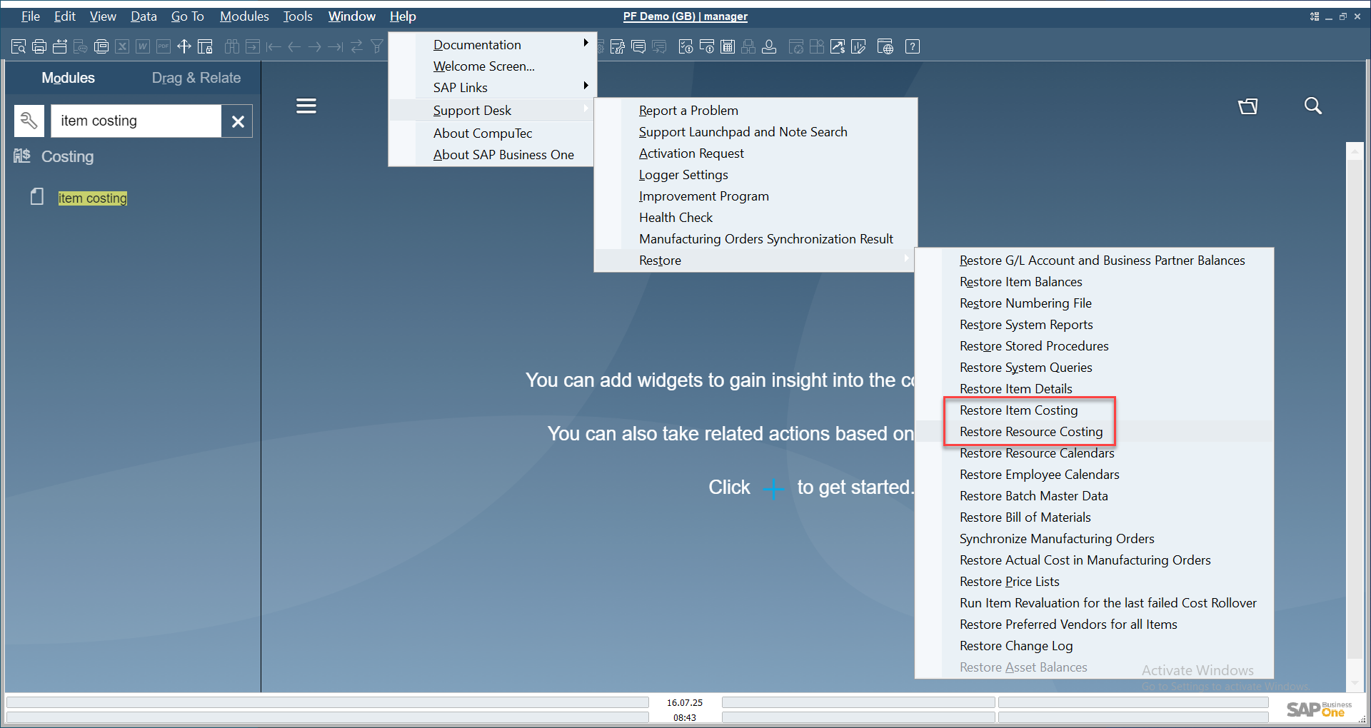Restore Functions