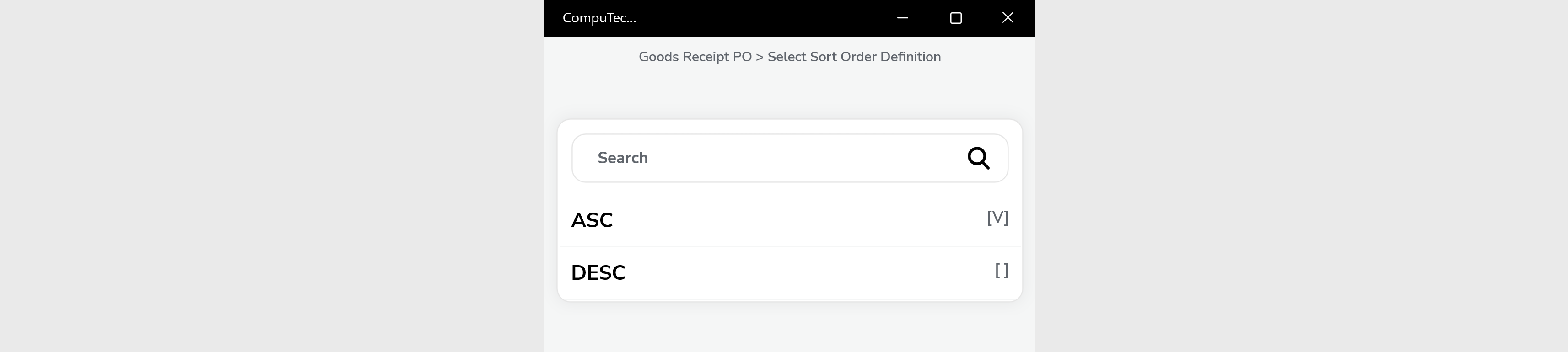 Sort order definitions - asc or desc to choose sort order
